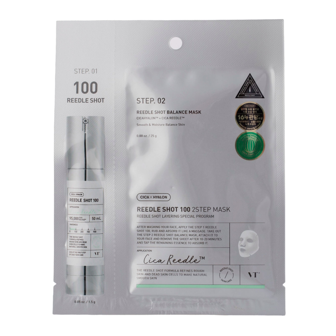 VT COSMETICS - Reedle Shot 100 2Step Mask - Firming Face Mask in a Sheet - 1.5g+25g