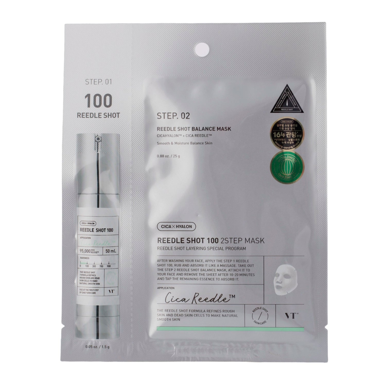 VT COSMETICS - Reedle Shot 100 2Step Mask - Firming Face Mask in a Sheet - 1.5g+25g